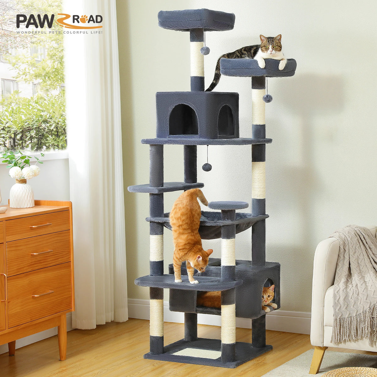 PAWZ Road Cat Tree Tower Sisal Posts Hammock and Condos