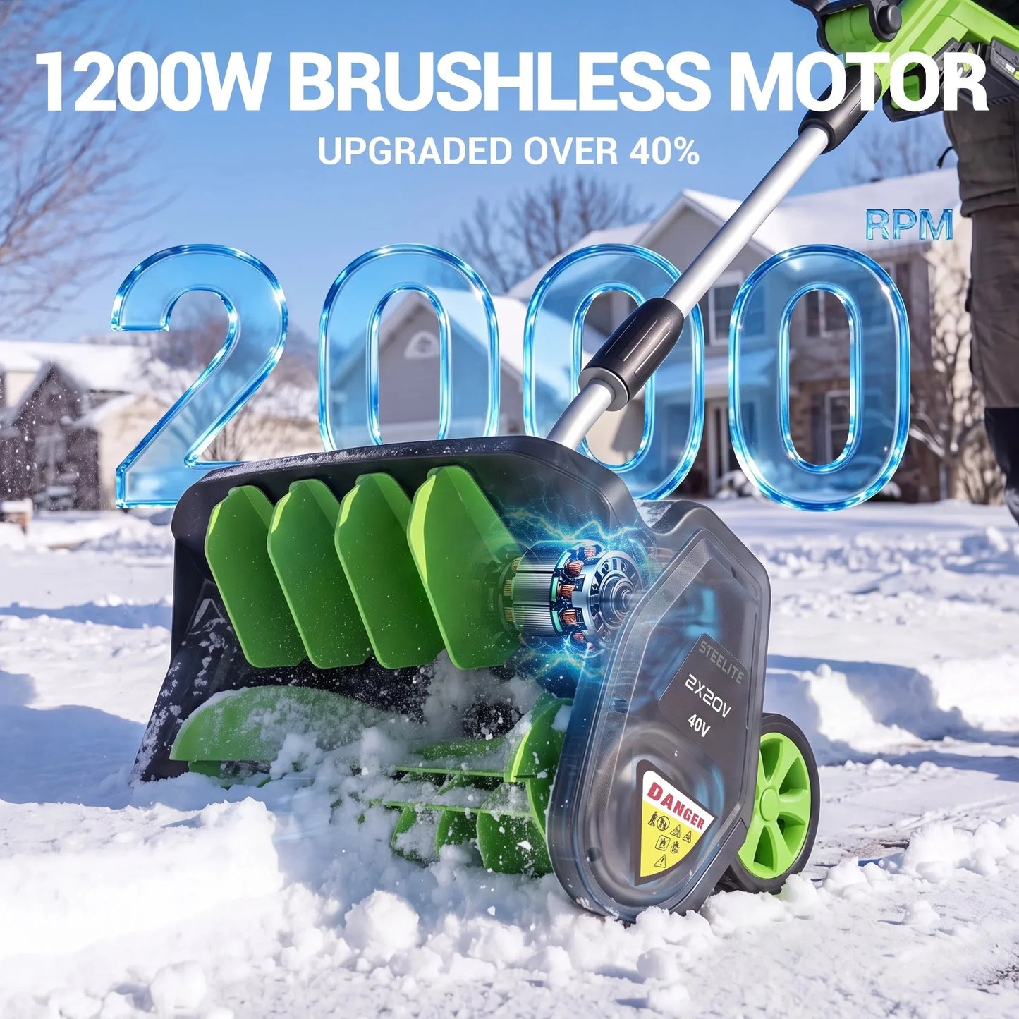 Deli Cordless Snow Shovel With Brushless Motor And Wheels