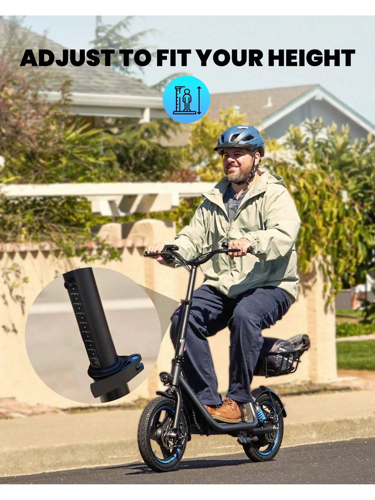 GYROSHOES Adult Electric Scooter with Seat, Basket and Dual Suspension