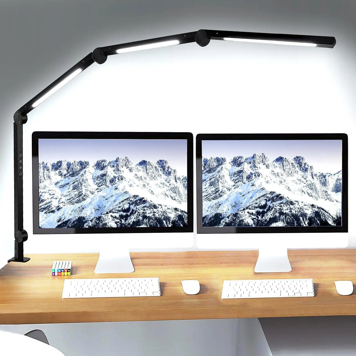 Adjustable LED Desk Lamp With Clamp And Touch Dimmable Controls