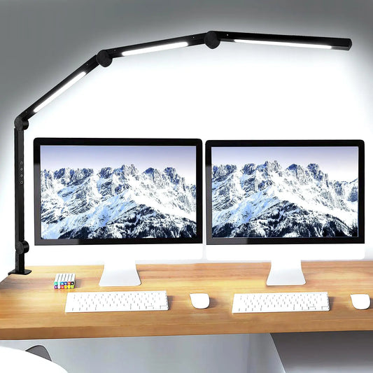 Adjustable LED Desk Lamp With Clamp And Touch Dimmable Controls