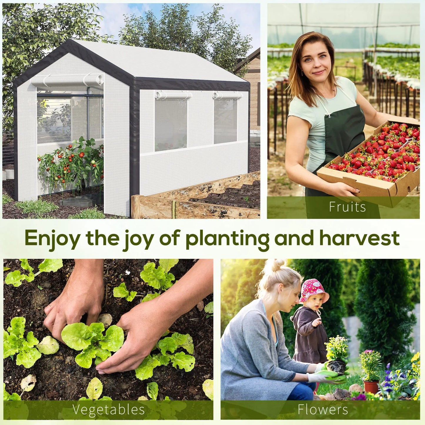 Outsunny Walk In Garden Greenhouse With Roll Up Door