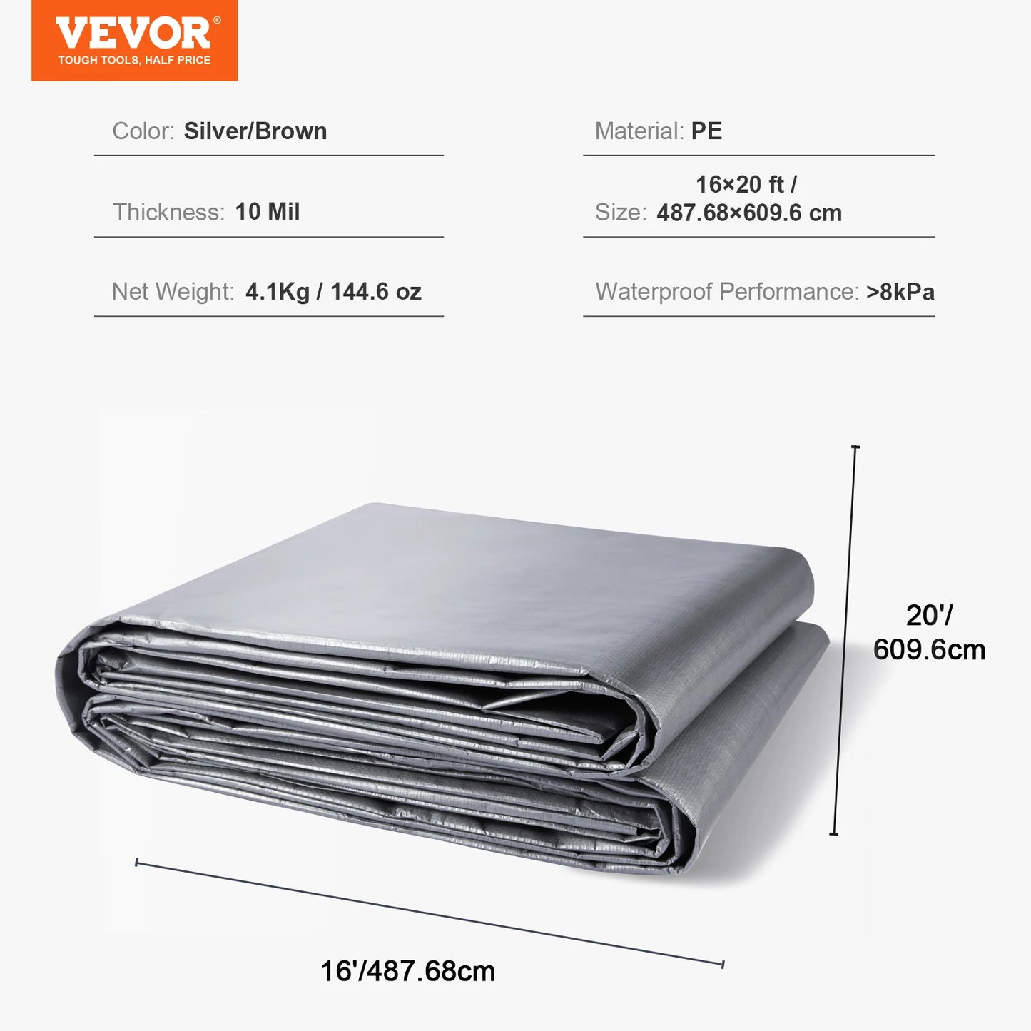 SucceBuy Heavy Duty Waterproof Polyethylene Tarp With Grommets