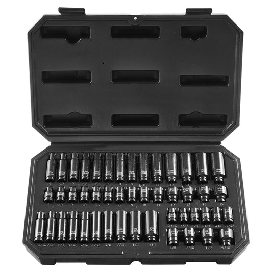 SucceBuy 48-Piece Impact Socket Set Cr-Mo Alloy Steel Deep Shallow