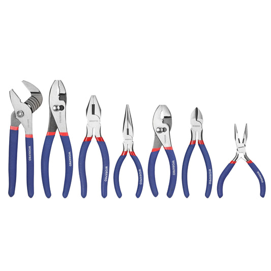 WORKPRO 7-Piece Pliers Set Groove Joint Long Nose Slip Linesman Diagonal