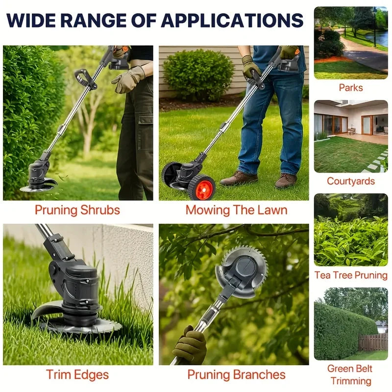 Rechargeable Cordless Weed Trimmer With Dual Lithium Batteries For Yard