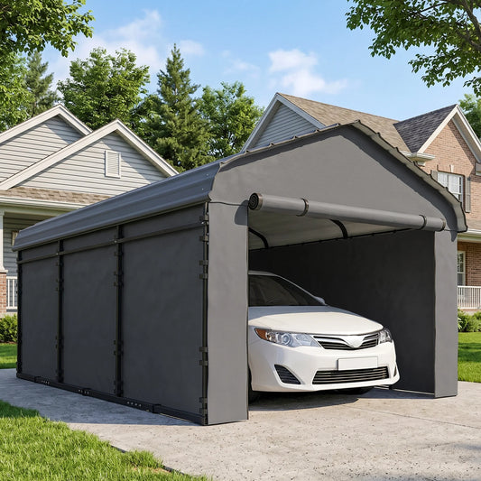 Outsunny Metal Carport With Removable Sidewalls And Durable Roof