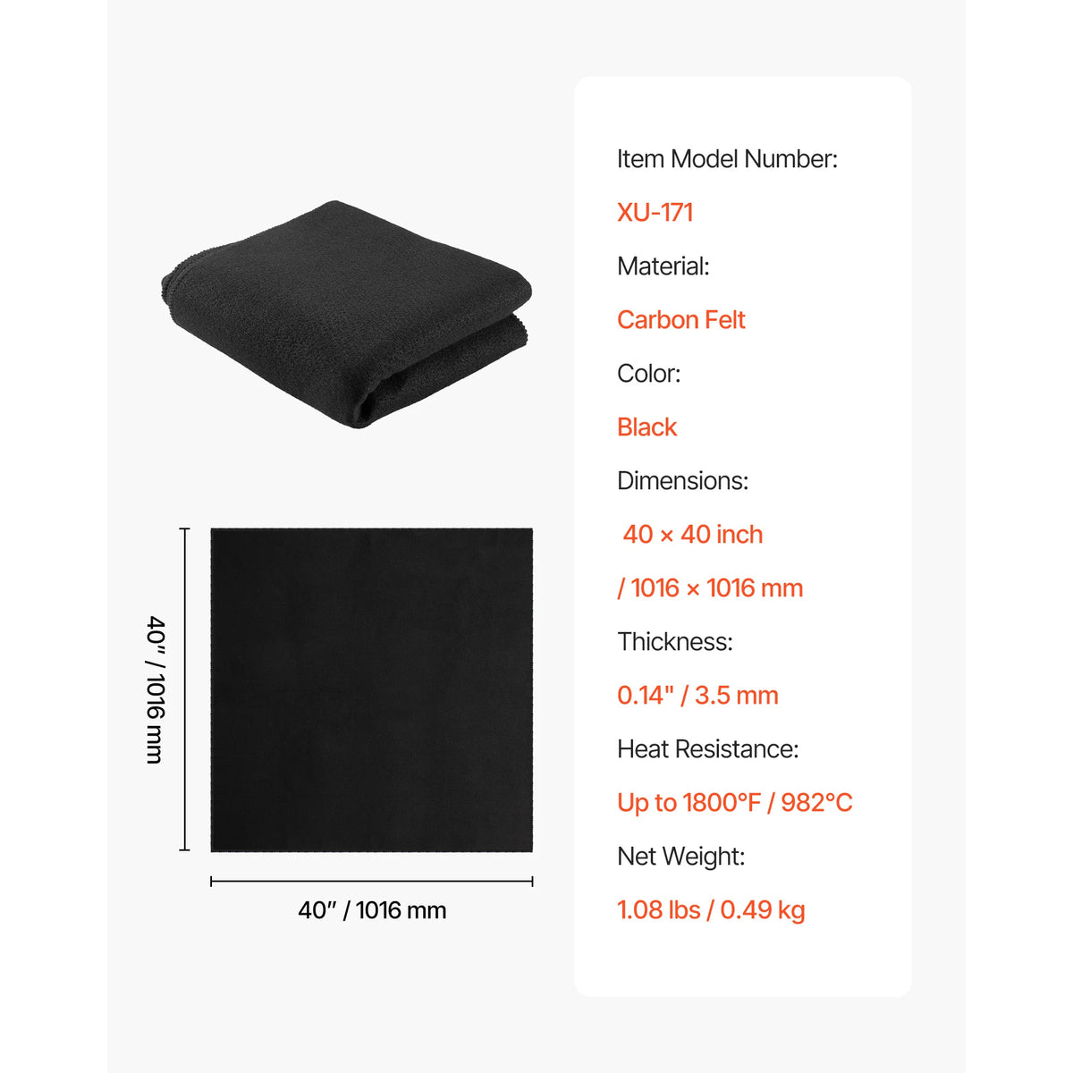 SucceBuy Carbon Felt Welding Blanket Heat Resistant Fireproof Protection Mat