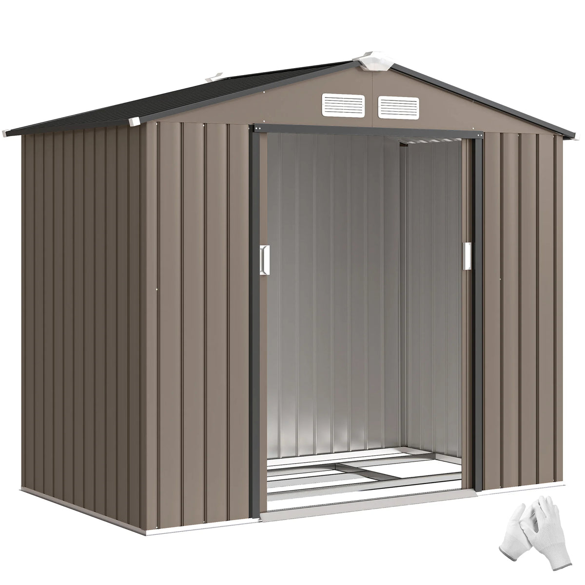 Outsunny Metal Garden Storage Shed With Locking Door And Ventilation