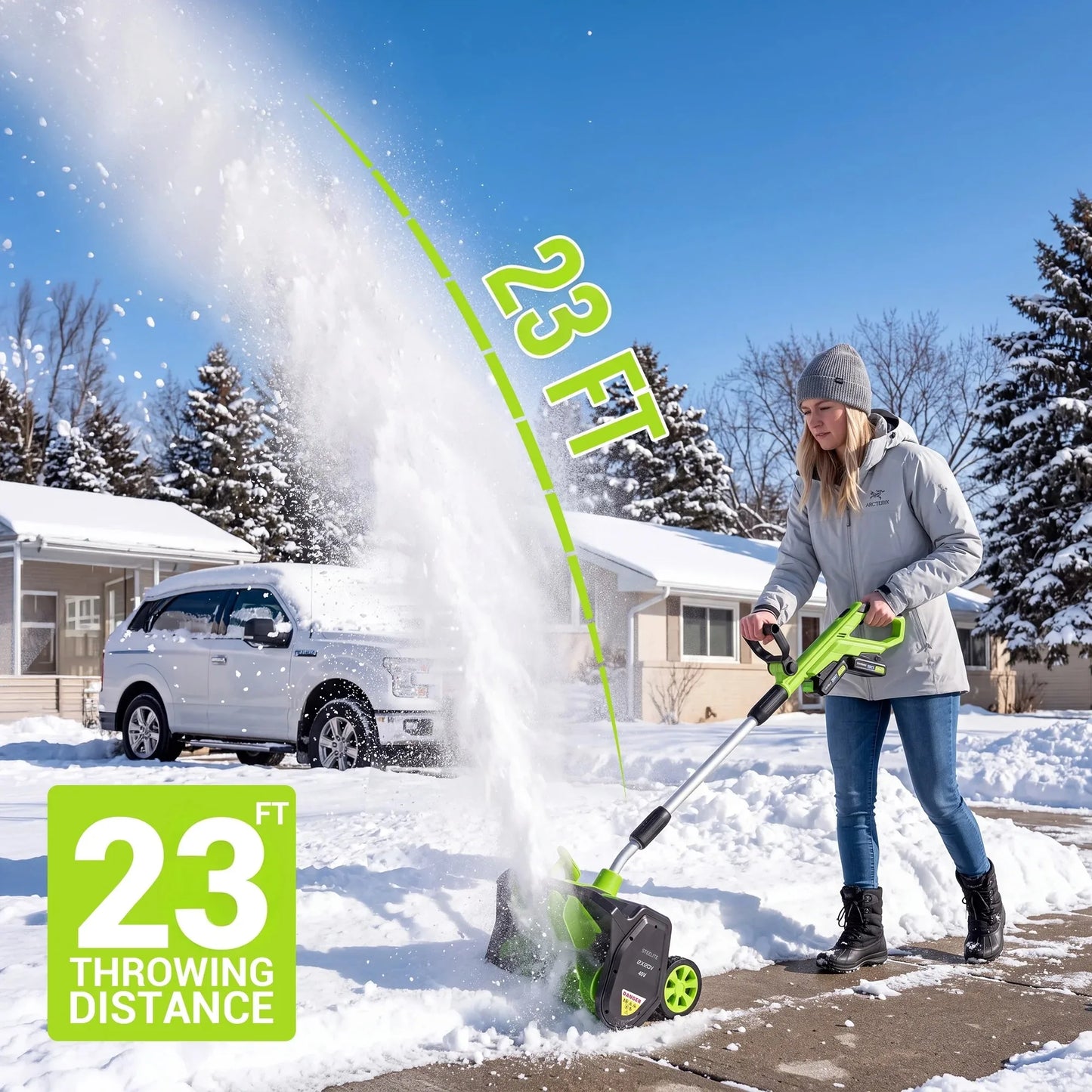 Deli Cordless Snow Shovel With Brushless Motor And Wheels