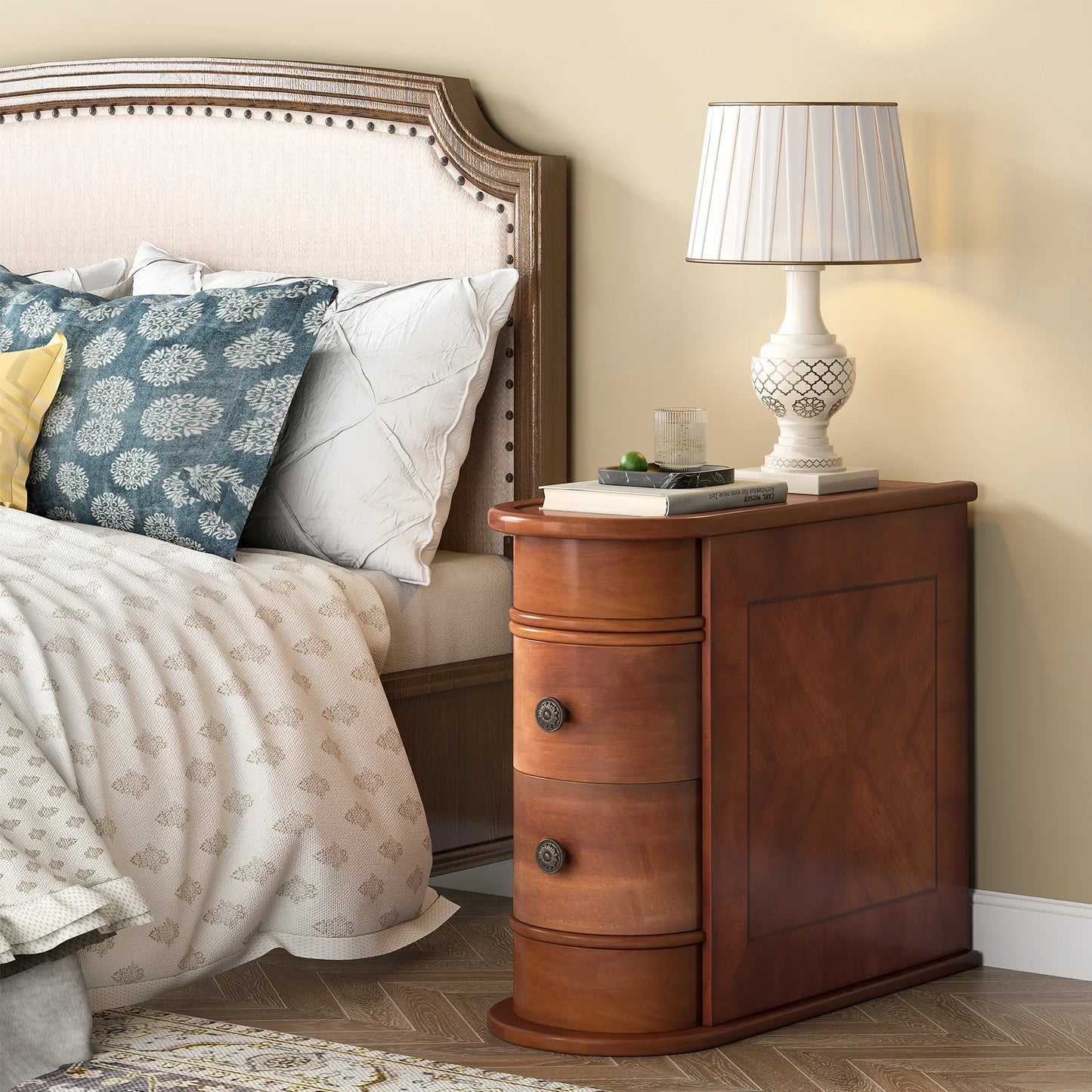 Tribesigns Modern Solid Wood Side Table With Storage Drawer