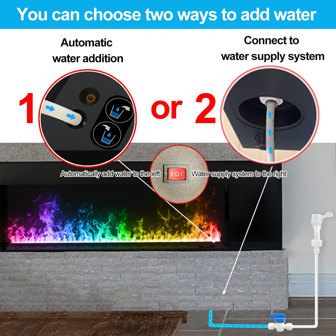 AFLYEVER Smart Water Vapor Fireplace With 3D Flame App Control