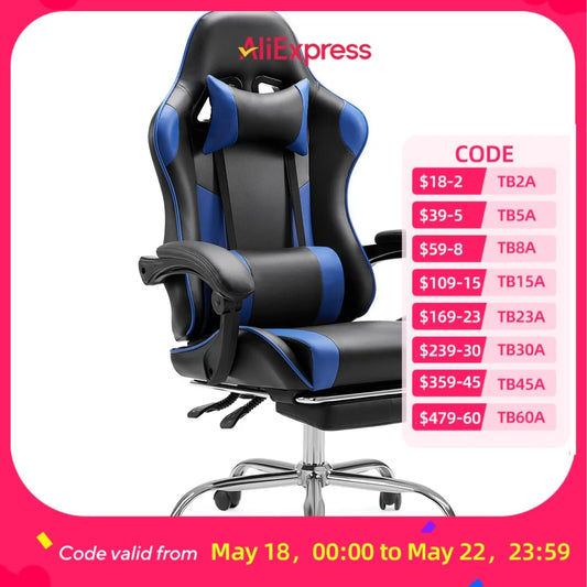 JHK Ergonomic Racing Gaming Chair With Headrest And Lumbar Support