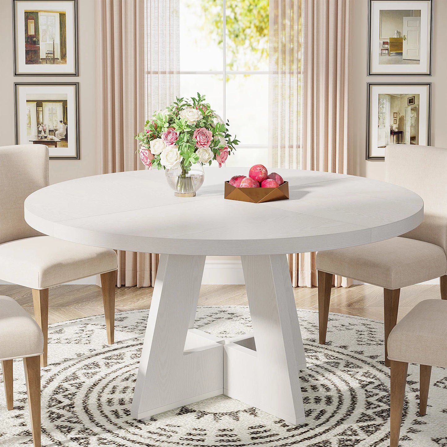 Tribesigns Round Farmhouse Kitchen Table For Modern Dining Rooms