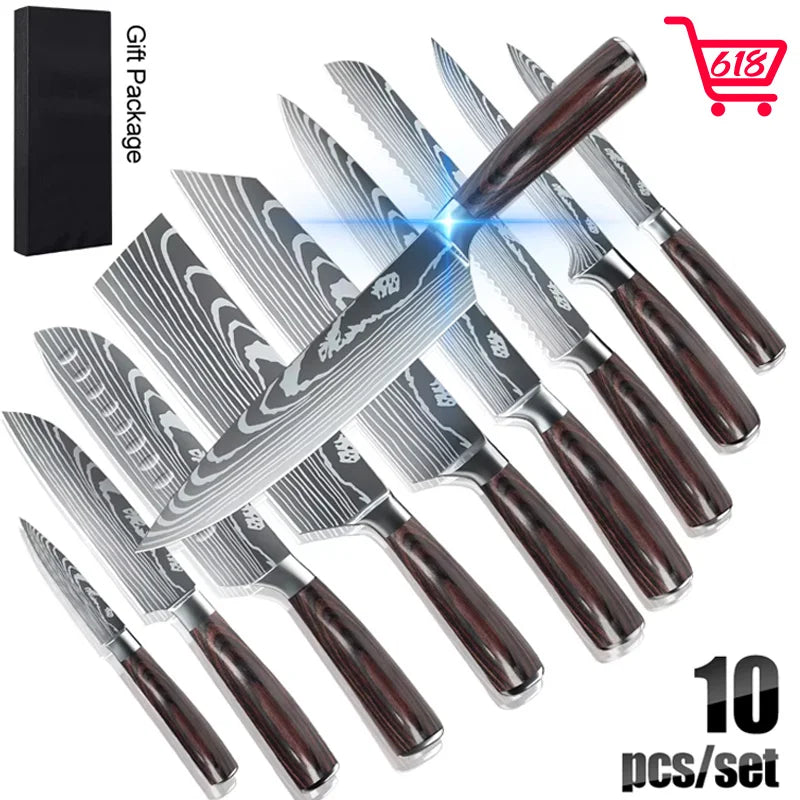 MDHAND Damascus Kitchen Knife Set Premium Stainless Steel Chef Blade
