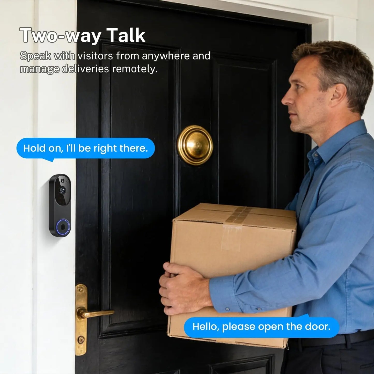 Wireless Wi-Fi Video Doorbell Camera With Two-Way Audio And AI Motion Detection