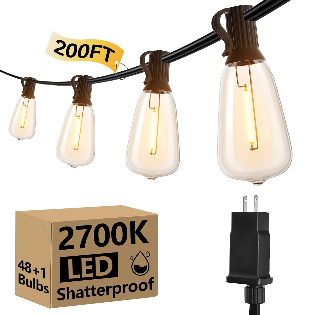 ST38 LED Globe String Lights With Replaceable Shatterproof Bulbs