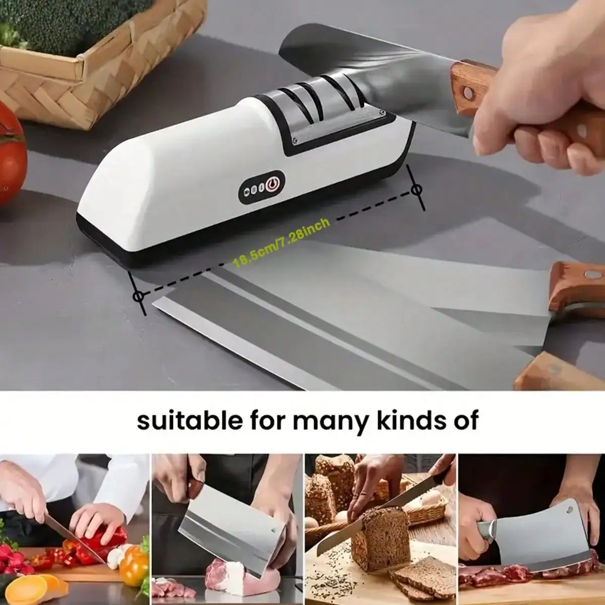 Rechargeable Electric Kitchen Cutlery And Scissors Polisher With Dual Speeds