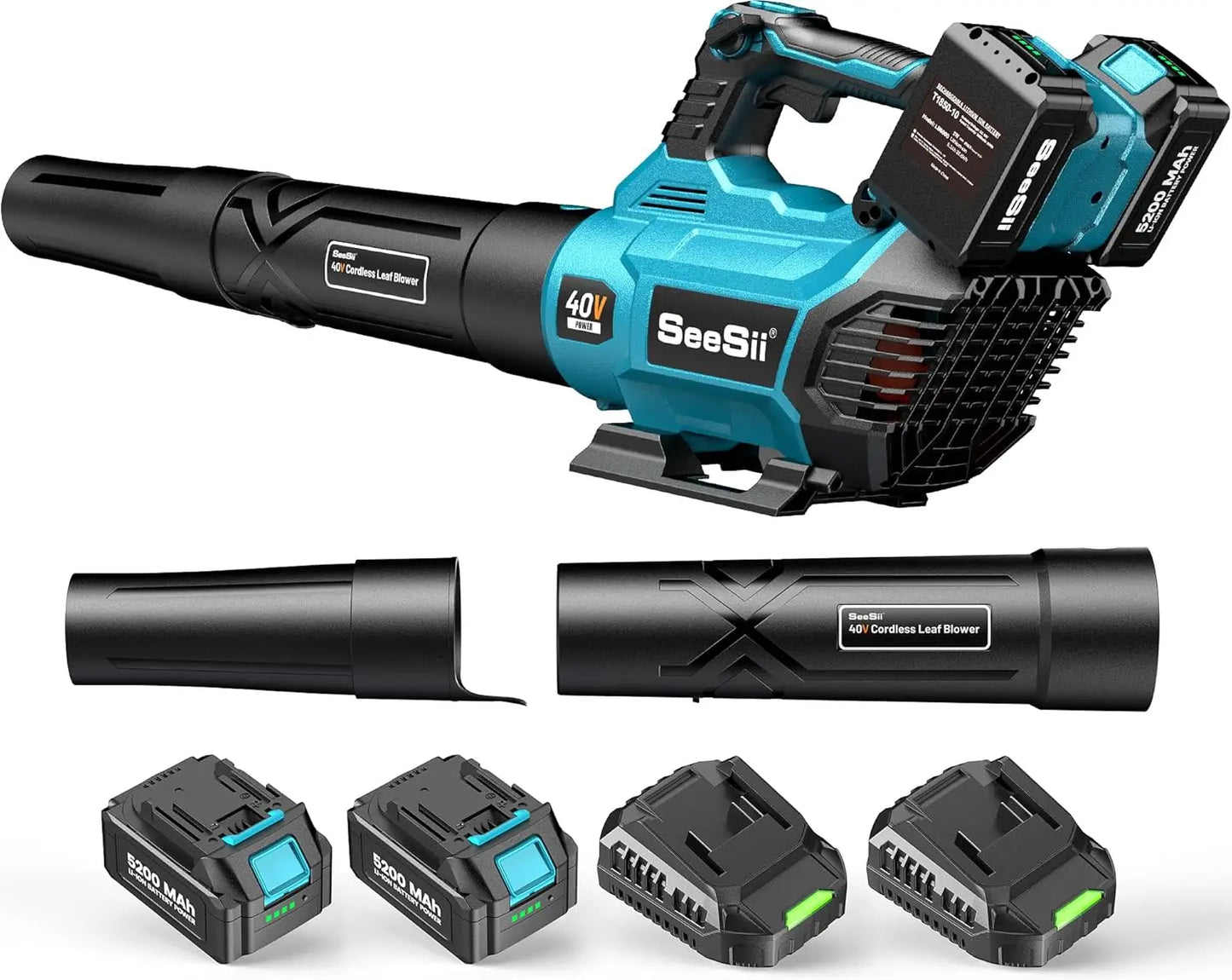Seesii 40V Brushless Cordless Turbo Leaf Blower Adjustable Speed