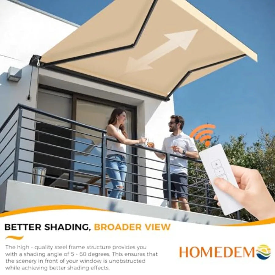MDNG Motorized Retractable Patio Awning UV Waterproof Sunshade