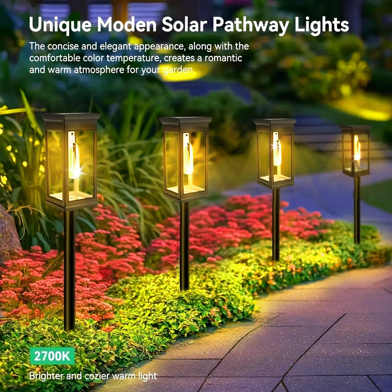 FAMCDC LED Solar Pathway Lights for Outdoor Garden Walkways