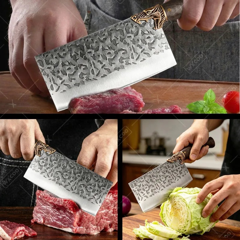 Stainless Steel Cleaver Chef Knife Pair For Kitchen Prep