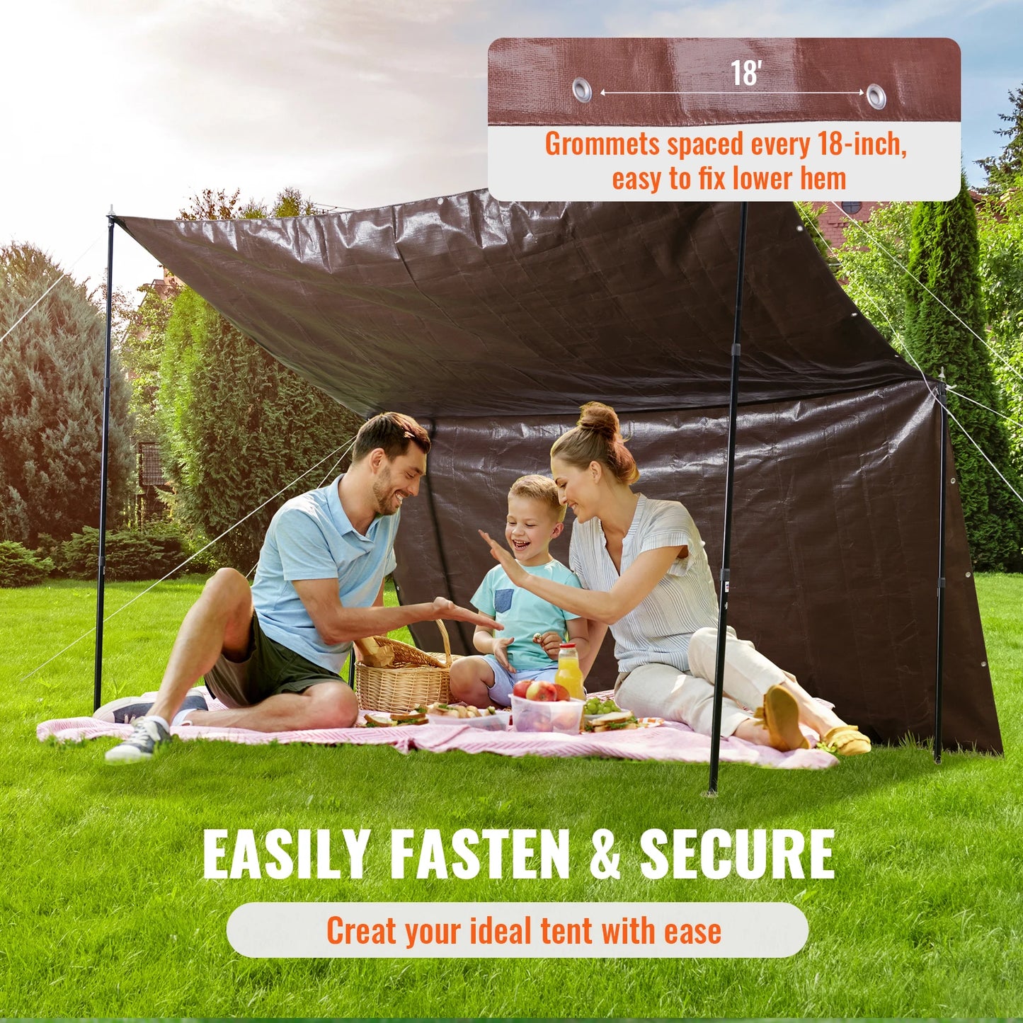 SucceBuy Heavy Duty Waterproof Polyethylene Tarp With Grommets