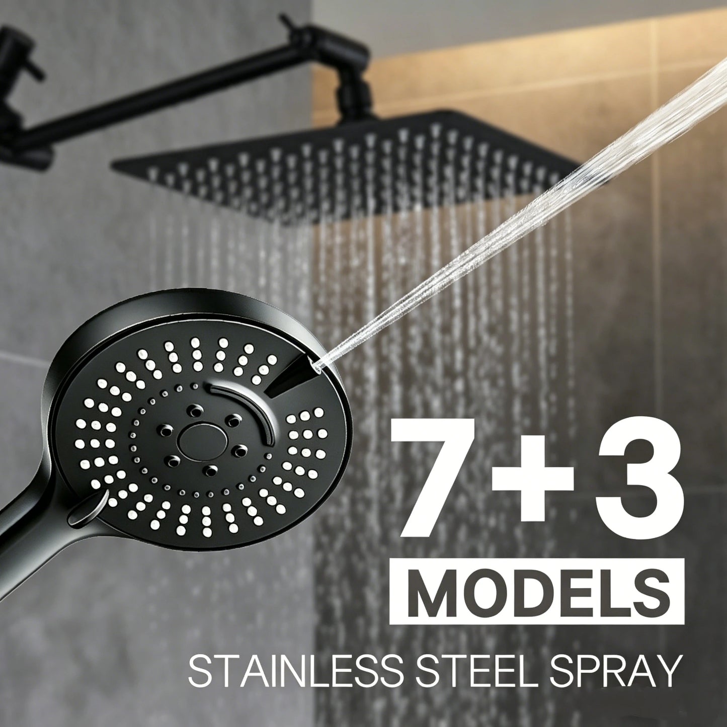 Stainless Steel Wall Mounted Showerhead With Extension Arm Set
