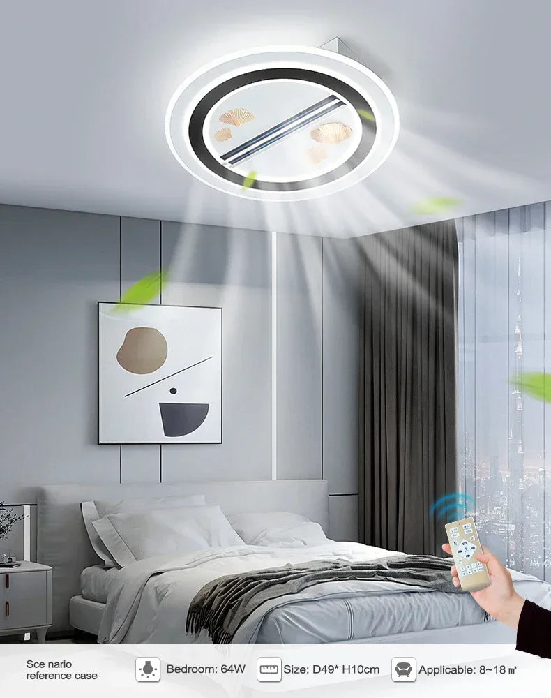TAONUANSHU Modern Bladeless LED Ceiling Fan Pendant Light With Remote Control