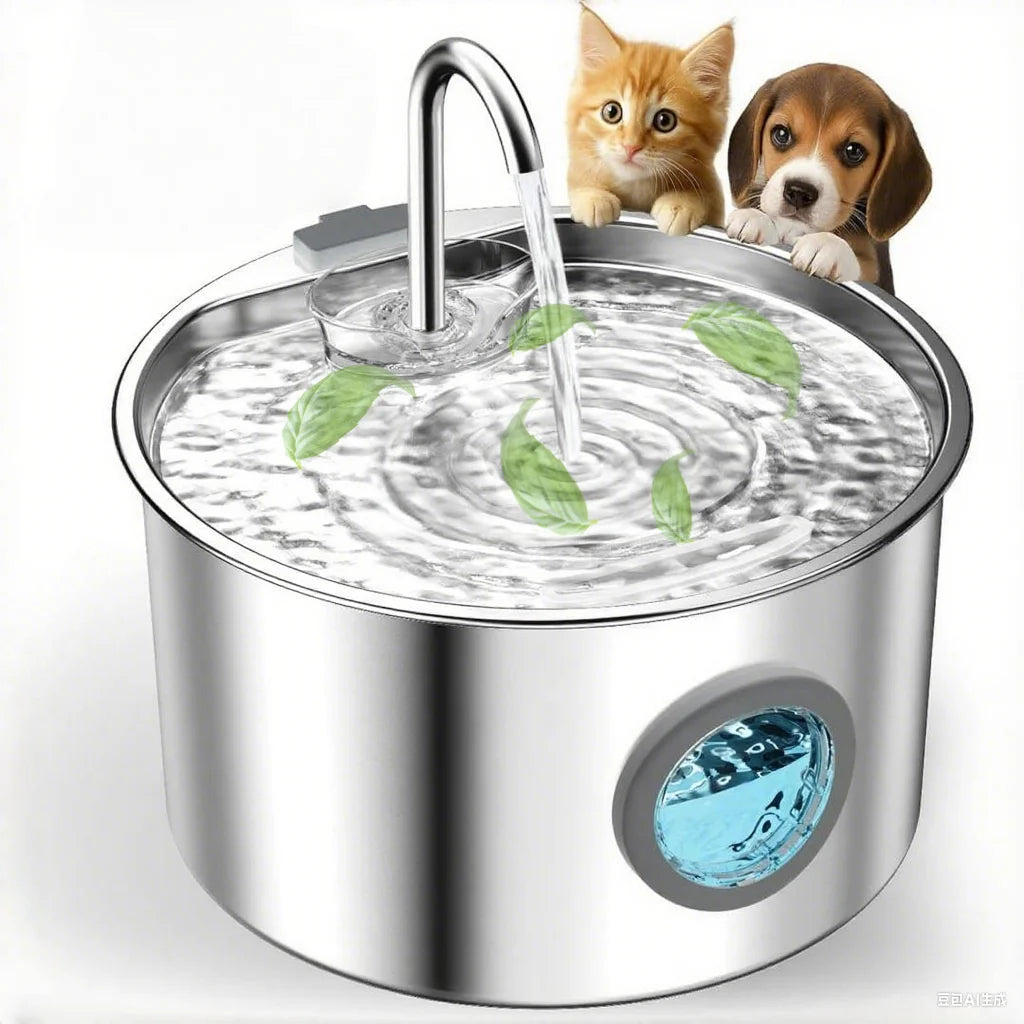 OPETH Stainless Steel Automatic Cat Water Fountain With Replaceable Filters