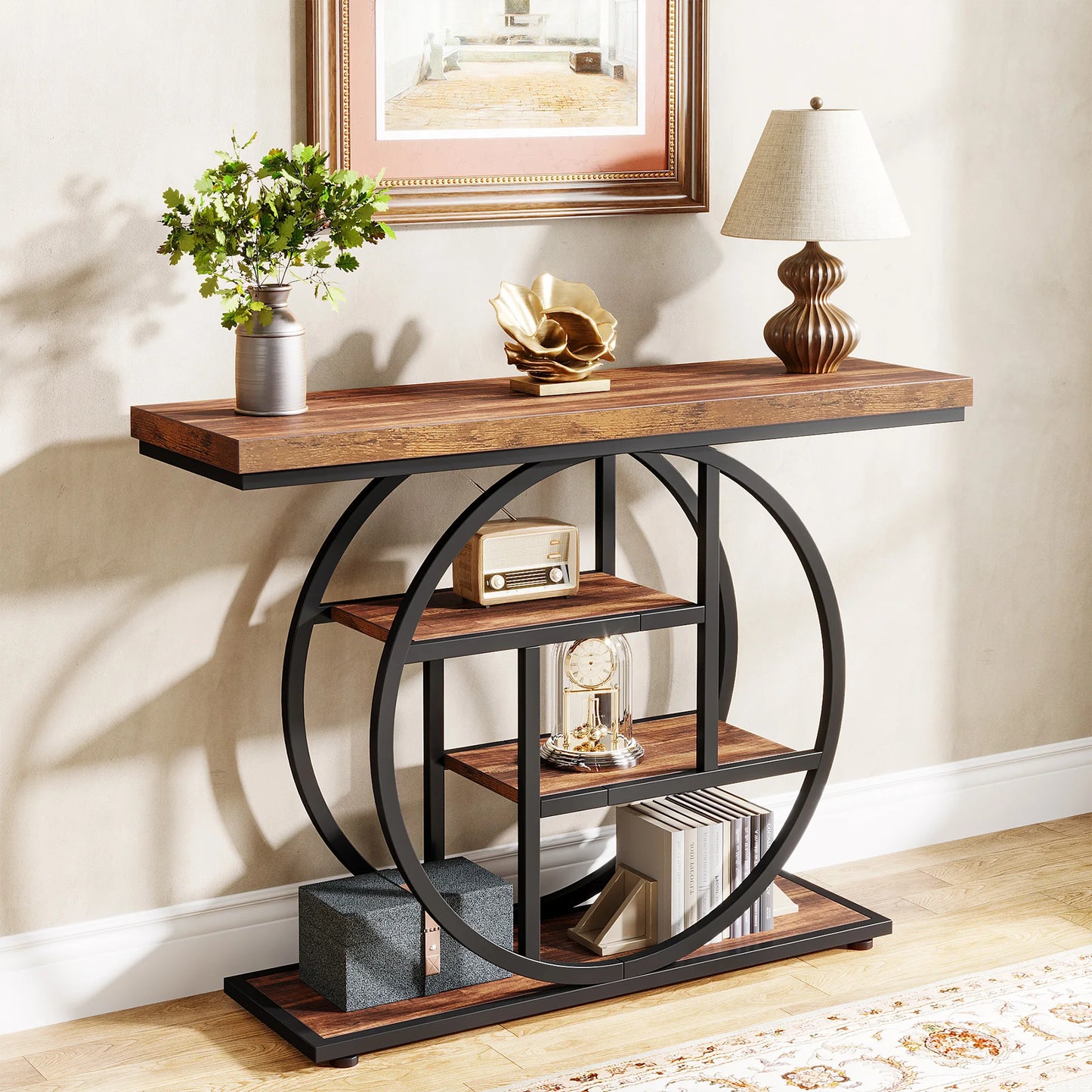 Tribesigns 4-Tier Console Table Industrial Entryway Sofa Table