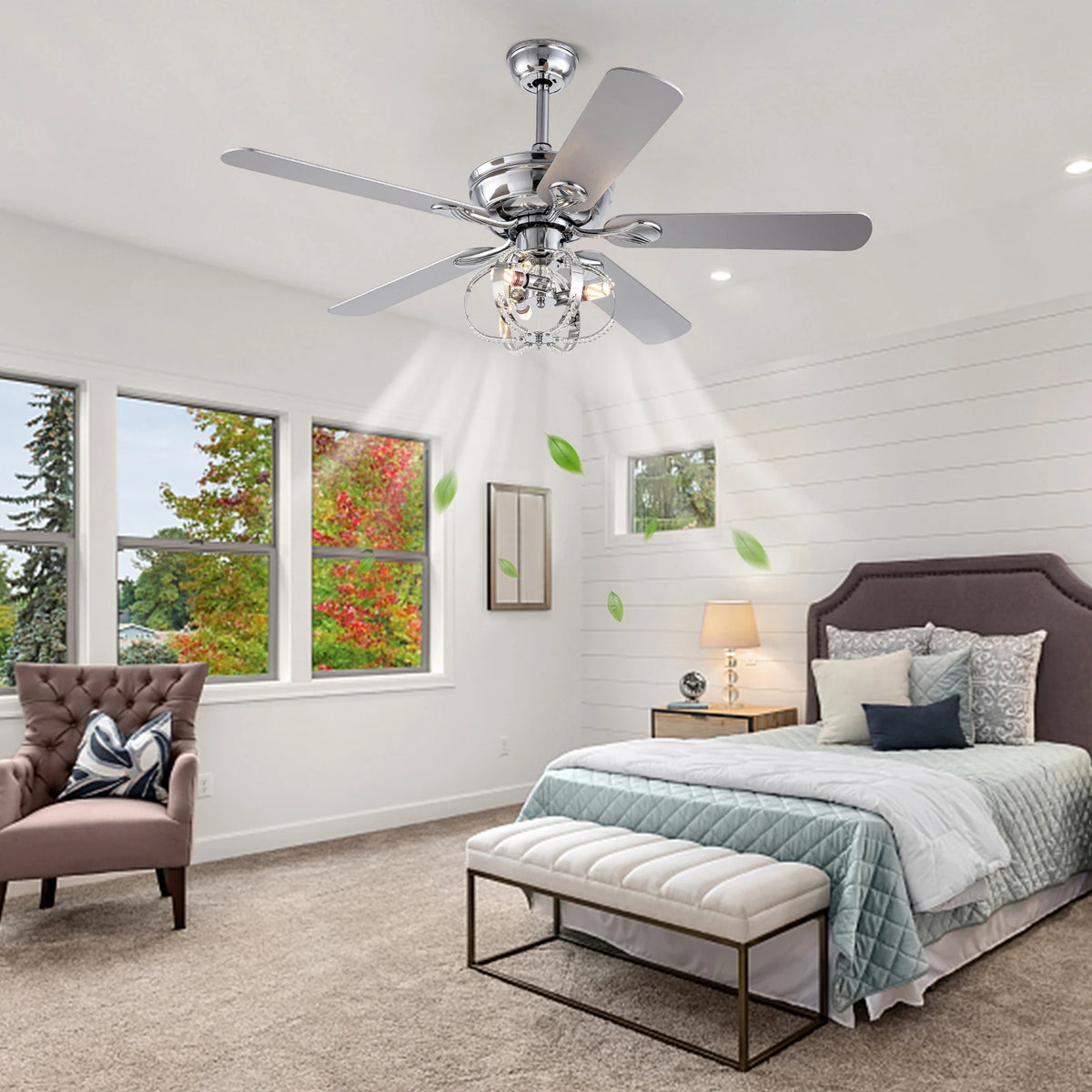 Ceiling Fan With Light Remote Control Reversible Energy Efficient Motor