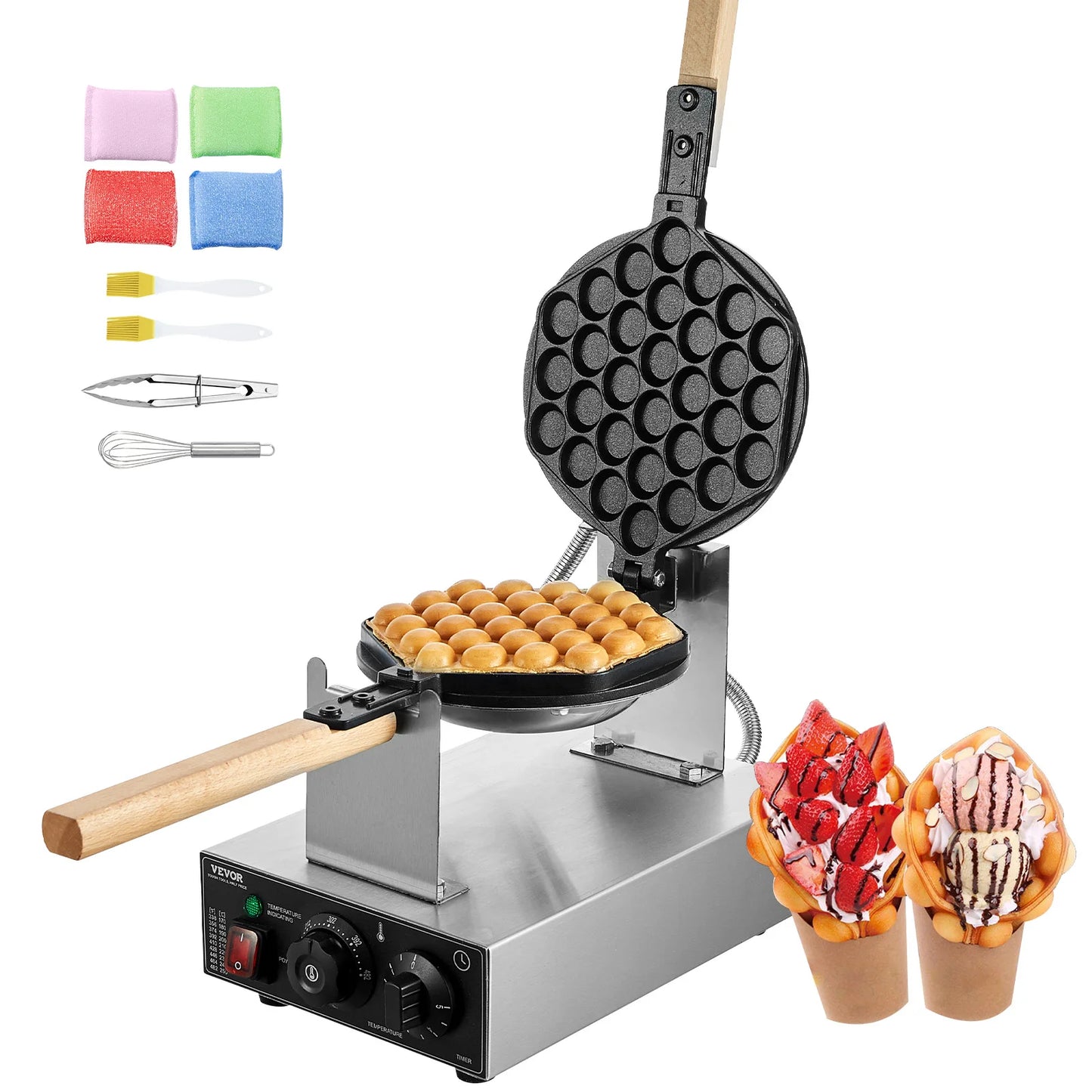 SucceBuy Commercial Egg Bubble Waffle Maker Nonstick Stainless Steel