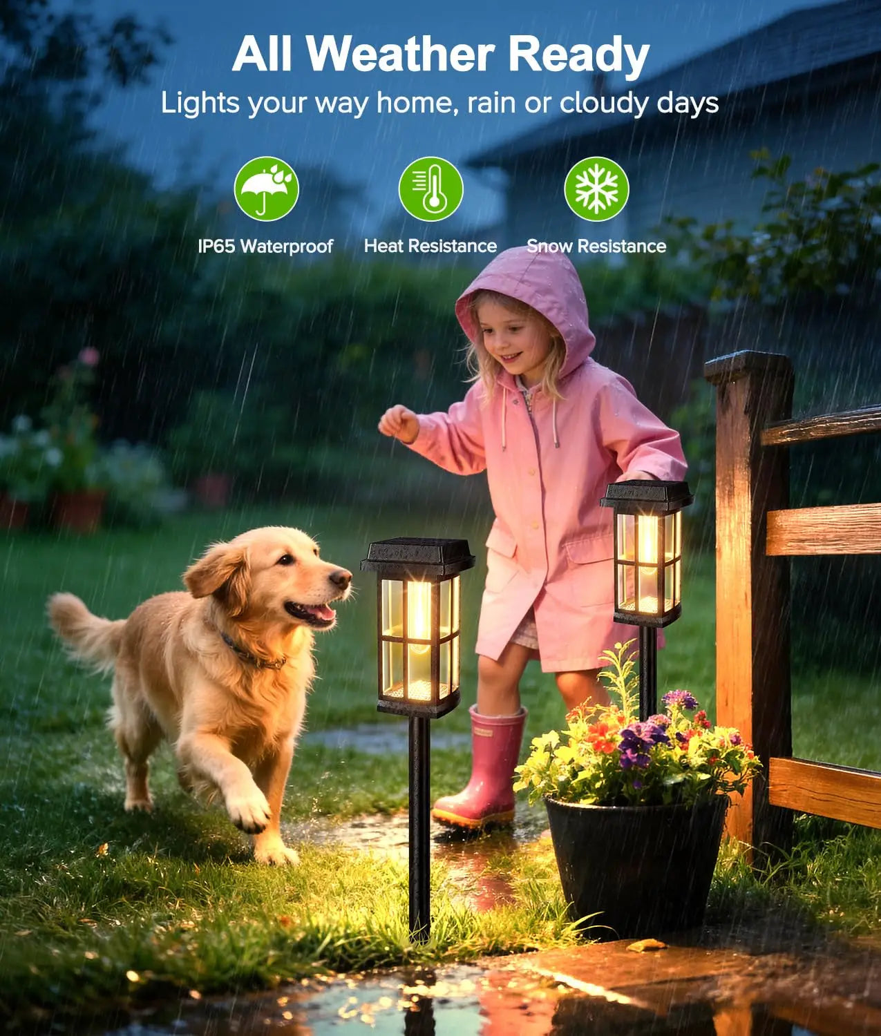 Solar LED Pathway Lights Waterproof Outdoor Garden Lamps