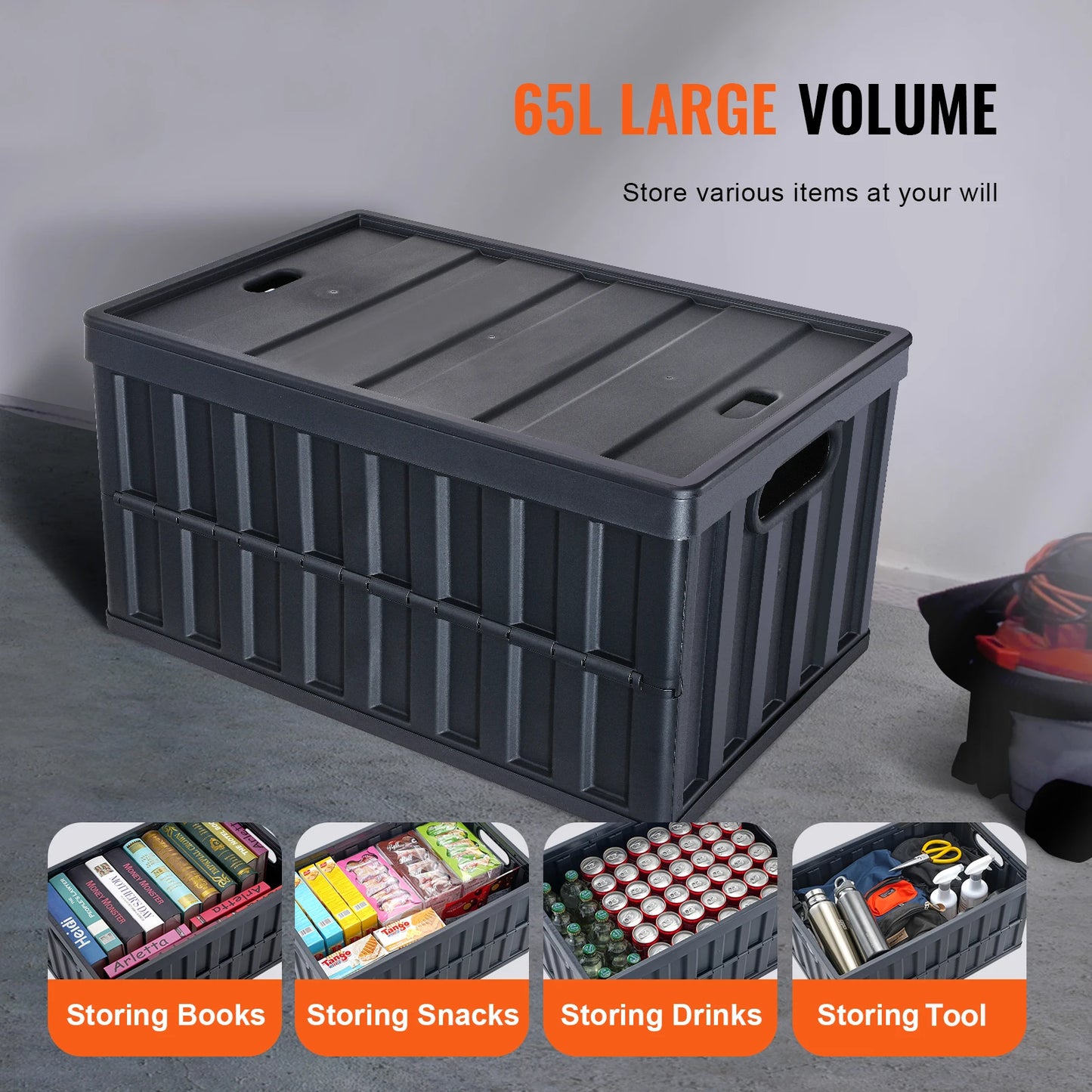 Set Of 3 Collapsible Storage Bins With Lids For Garage