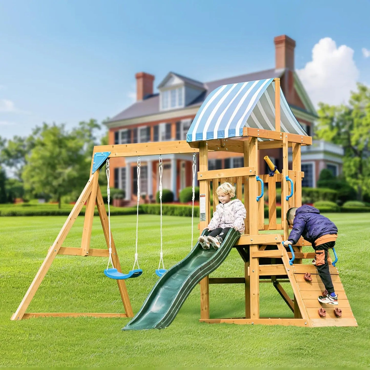 Rolife Robud Wooden Swing Set For Backyard Fun