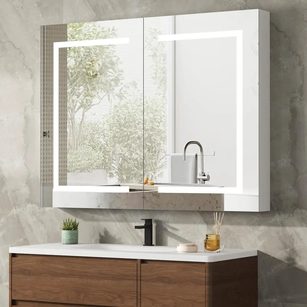 LED Medicine Cabinet With Mirror For Bathroom Defog Dimming