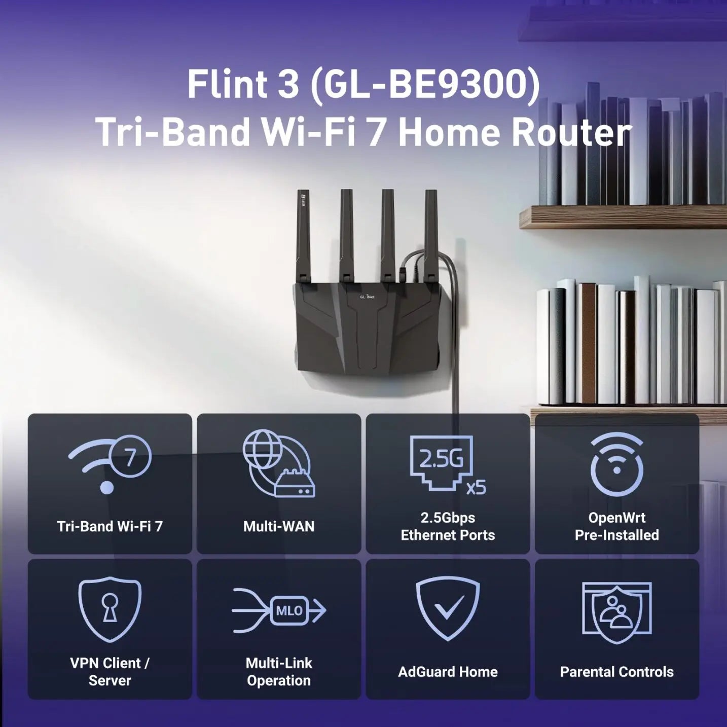 GL.iNet Flint 3 Tri-Band WiFi 7 Router With 2.5G VPN