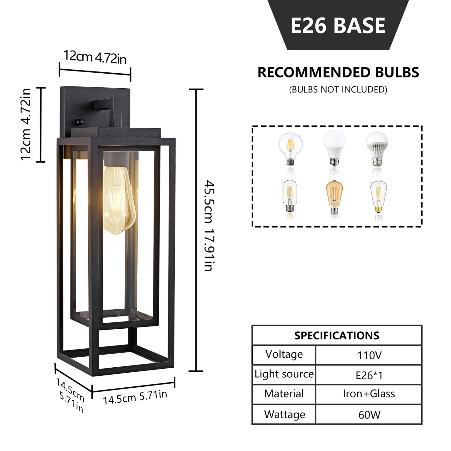 ArLgsite Farmhouse Exterior Wall Sconce With Clear Glass Shade
