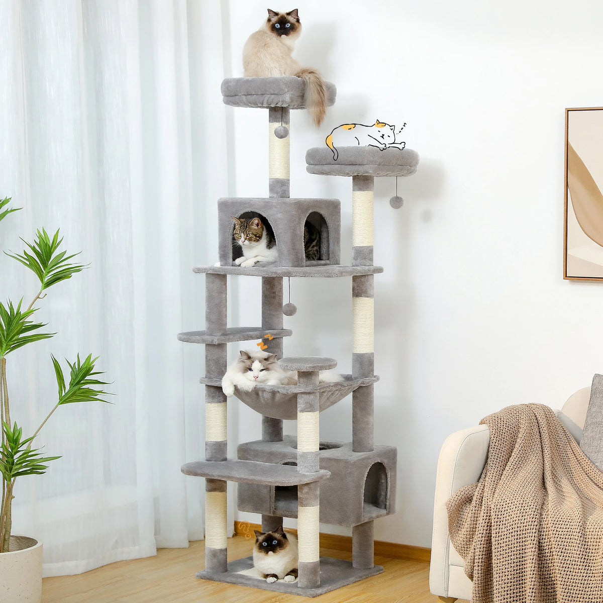 PAWZ Road Cat Tree Tower Sisal Posts Hammock and Condos