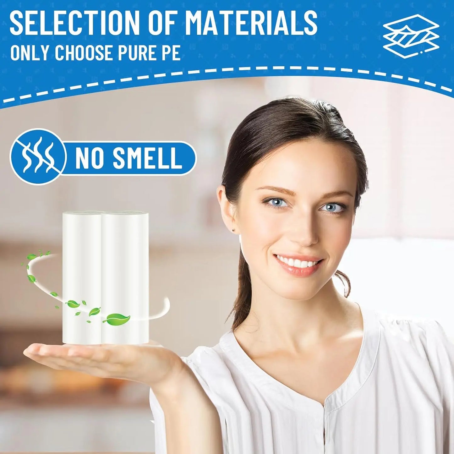 White Unscented Trash Bags, 100 Count for Household Use