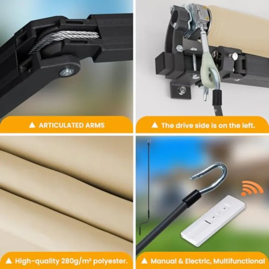 MDNG Motorized Retractable Patio Awning UV Waterproof Sunshade