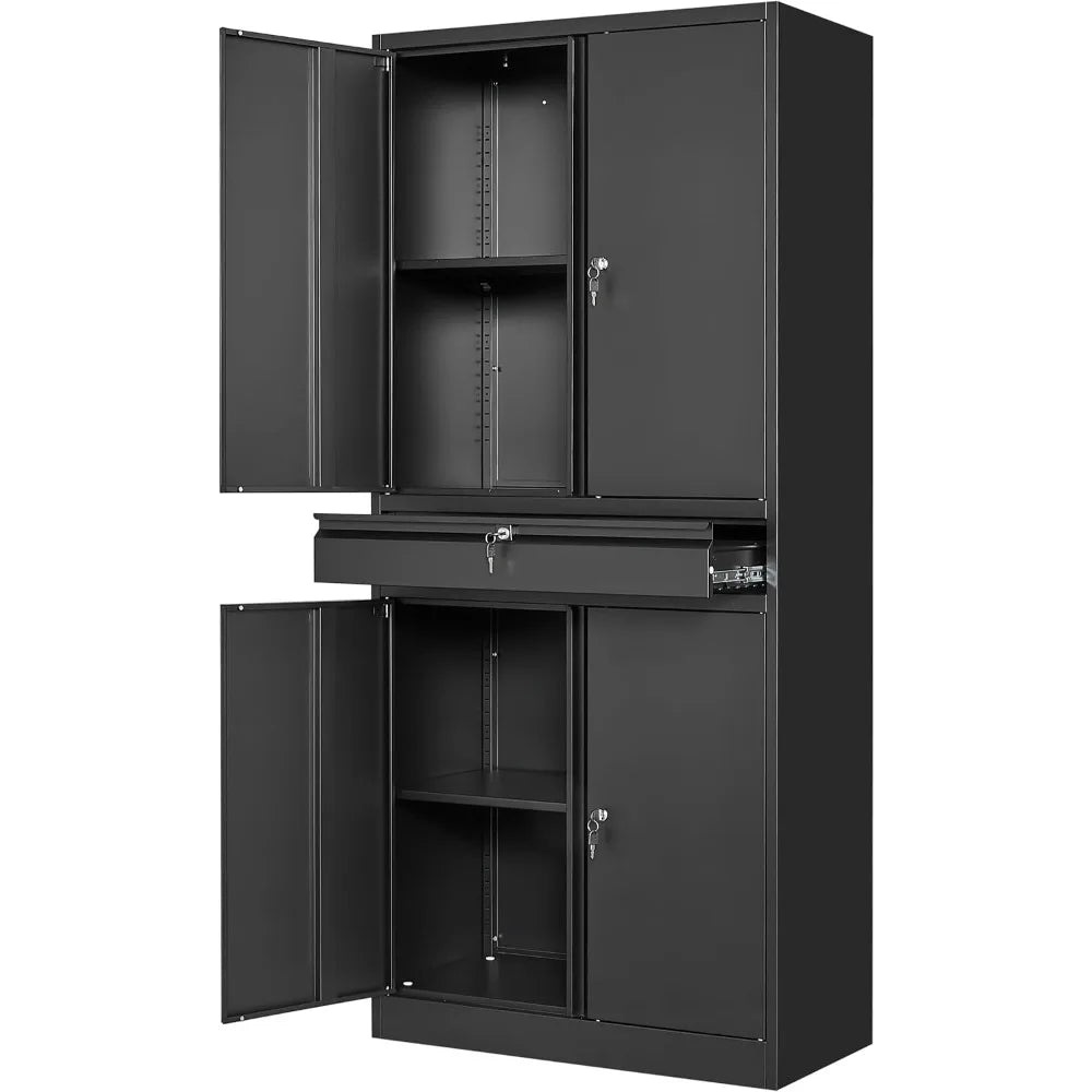 Metal Garage Storage Cabinet With Locking Doors And Adjustable Shelves