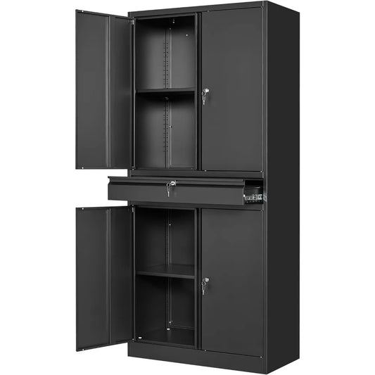 Metal Garage Storage Cabinet With Locking Doors And Adjustable Shelves