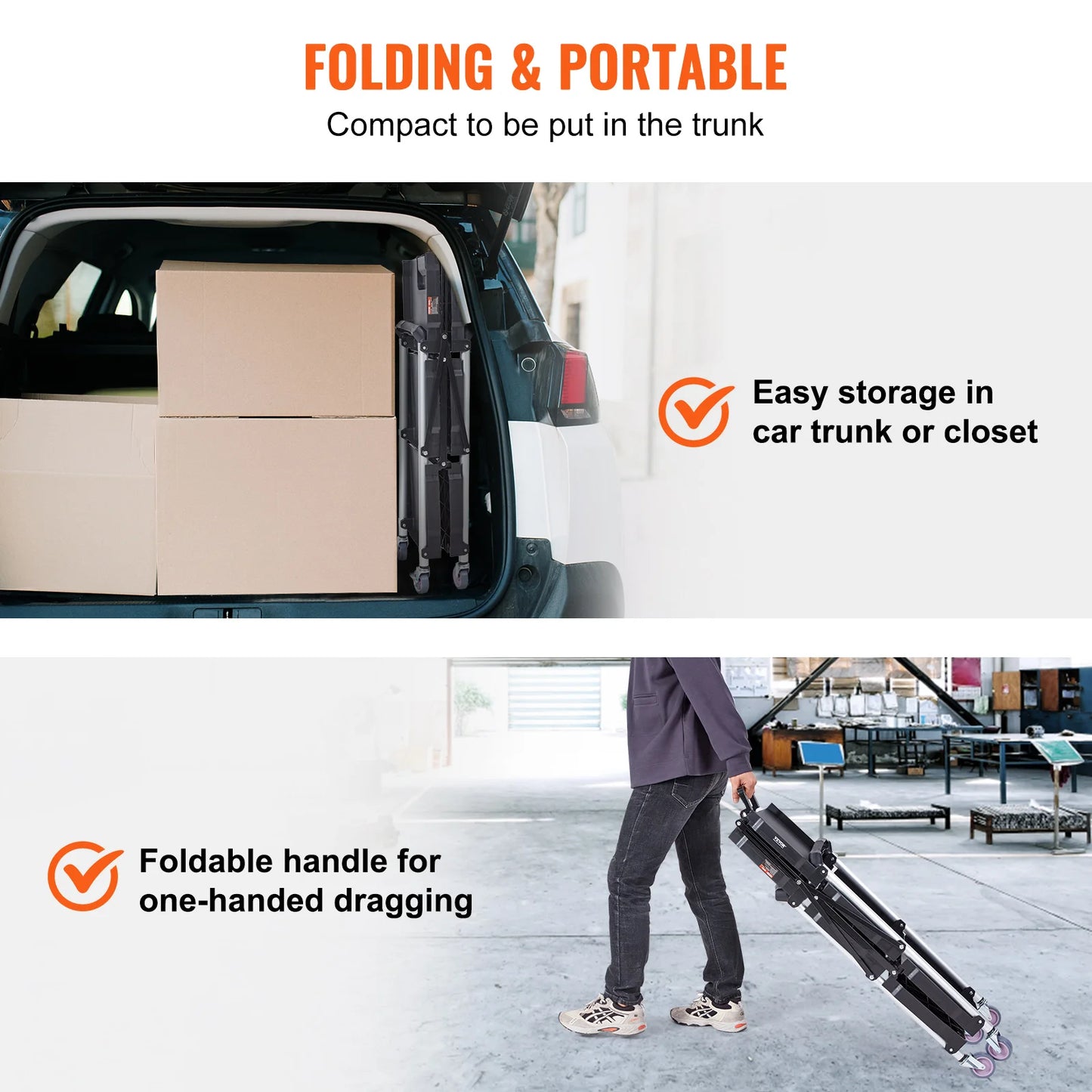 SucceBuy 3 Tier Folding Utility Cart For Kitchen And Bathroom