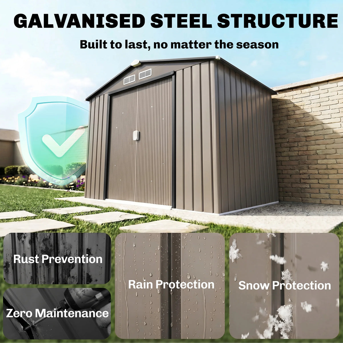 Outsunny Metal Garden Storage Shed With Locking Door And Ventilation