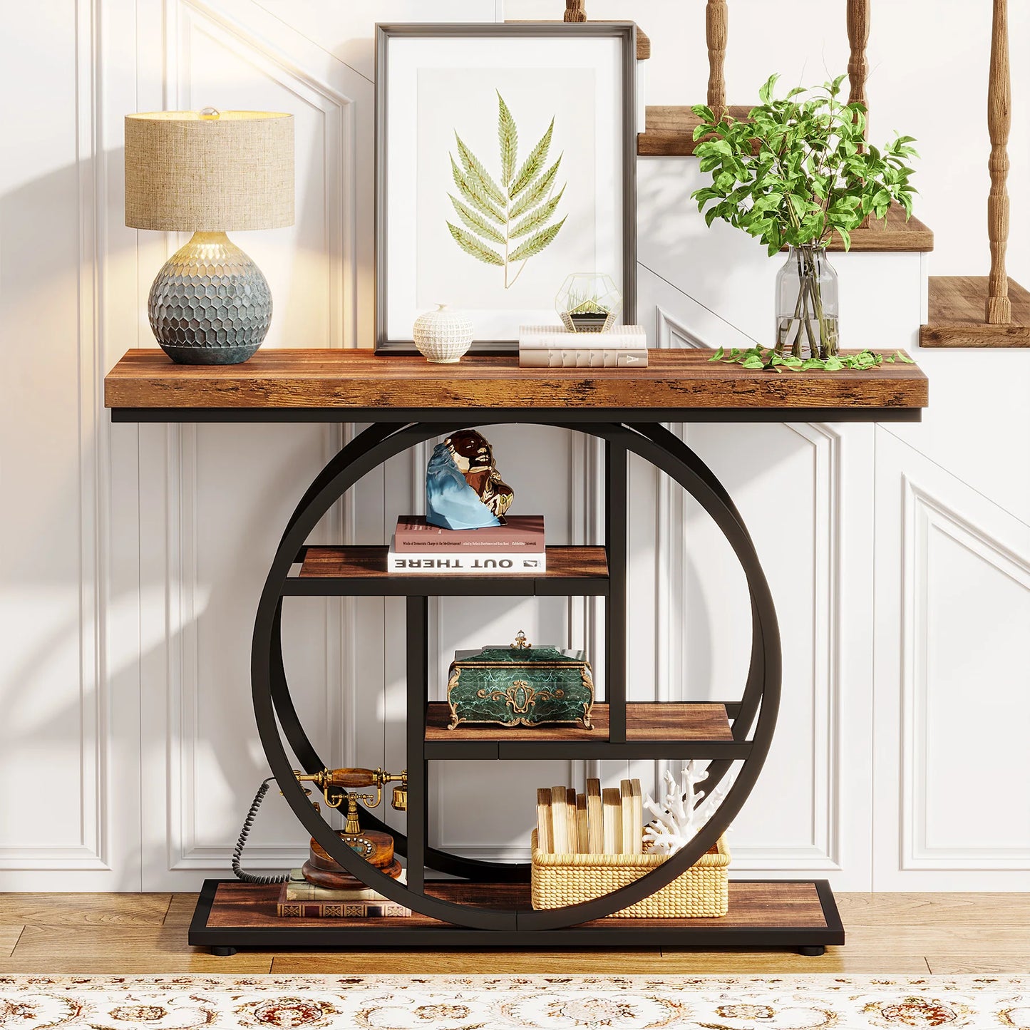 Tribesigns 4-Tier Console Table Industrial Entryway Sofa Table