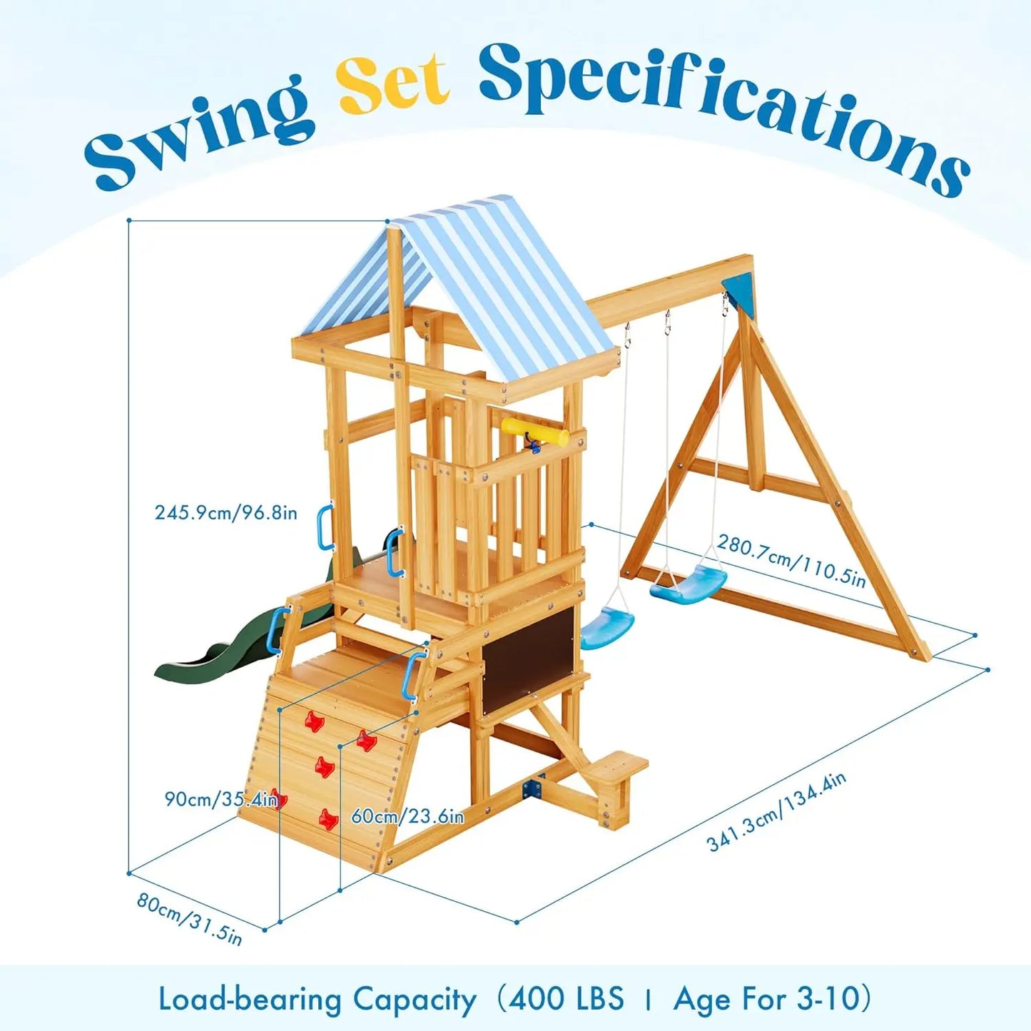Rolife Robud Wooden Swing Set For Backyard Fun
