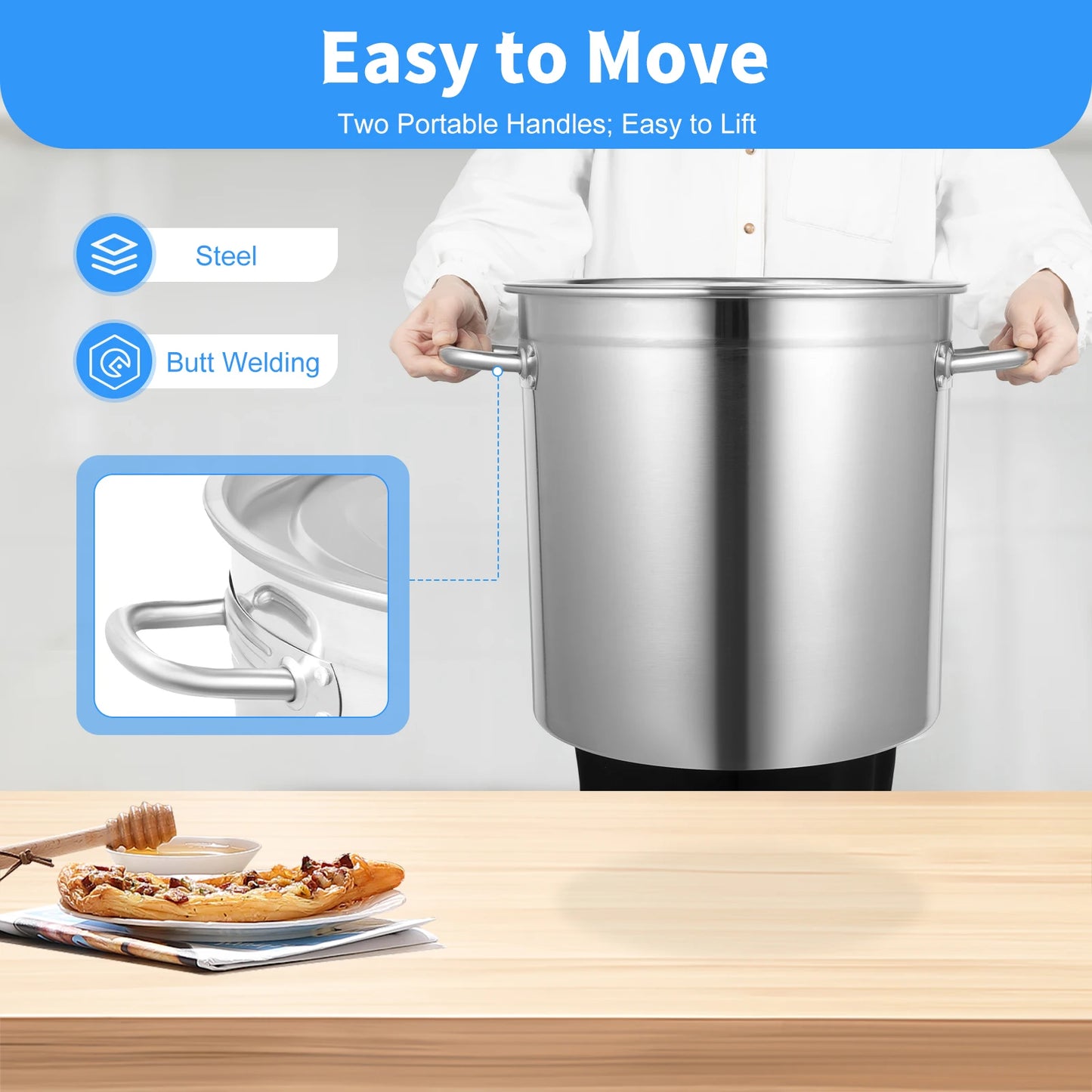 Heavy Duty Stainless Steel Stock Pot With Lid And Handles