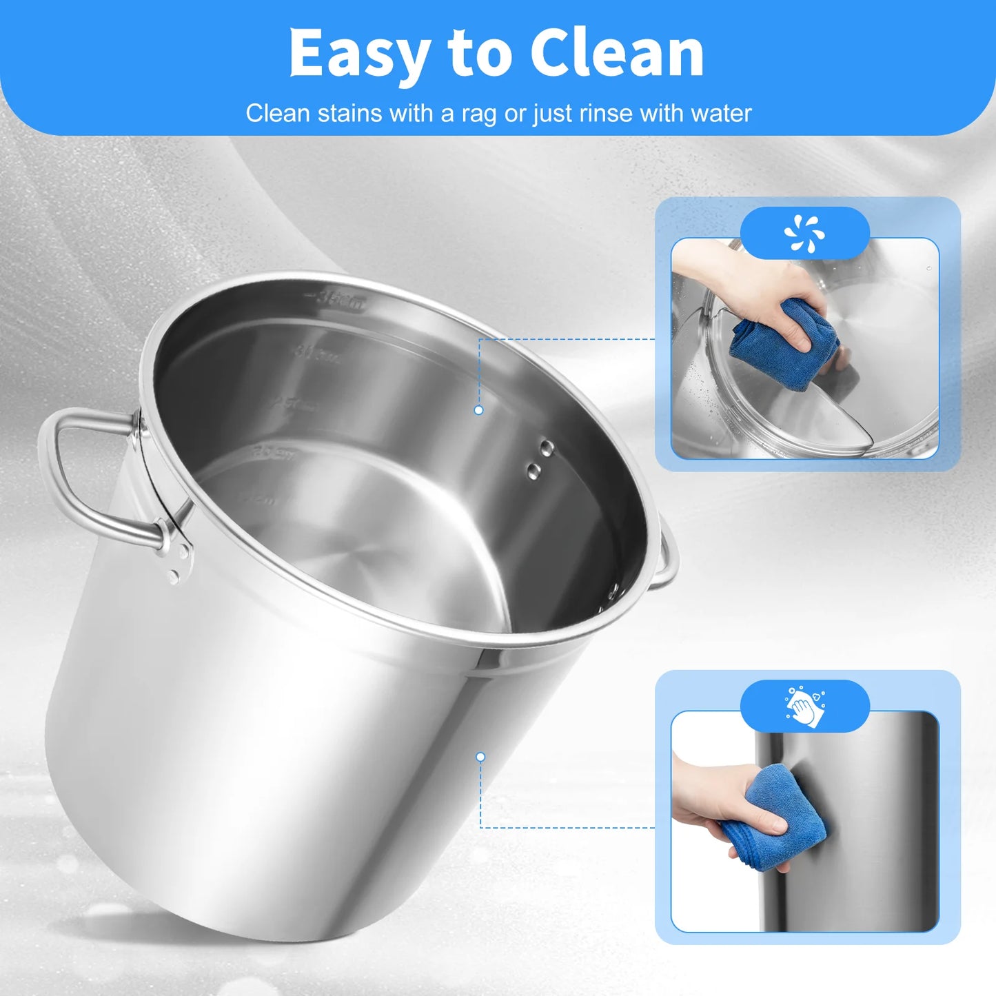 Heavy Duty Stainless Steel Stock Pot With Lid And Handles